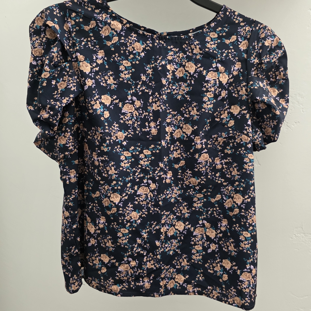 SHEIN Navy Floral Blouse